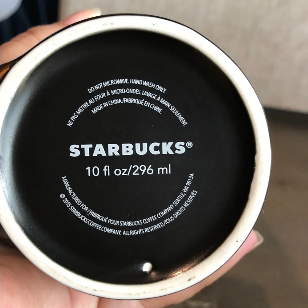 2105 Starbucks Matte Black & Gold Accent Ceramic Travel Tumbler